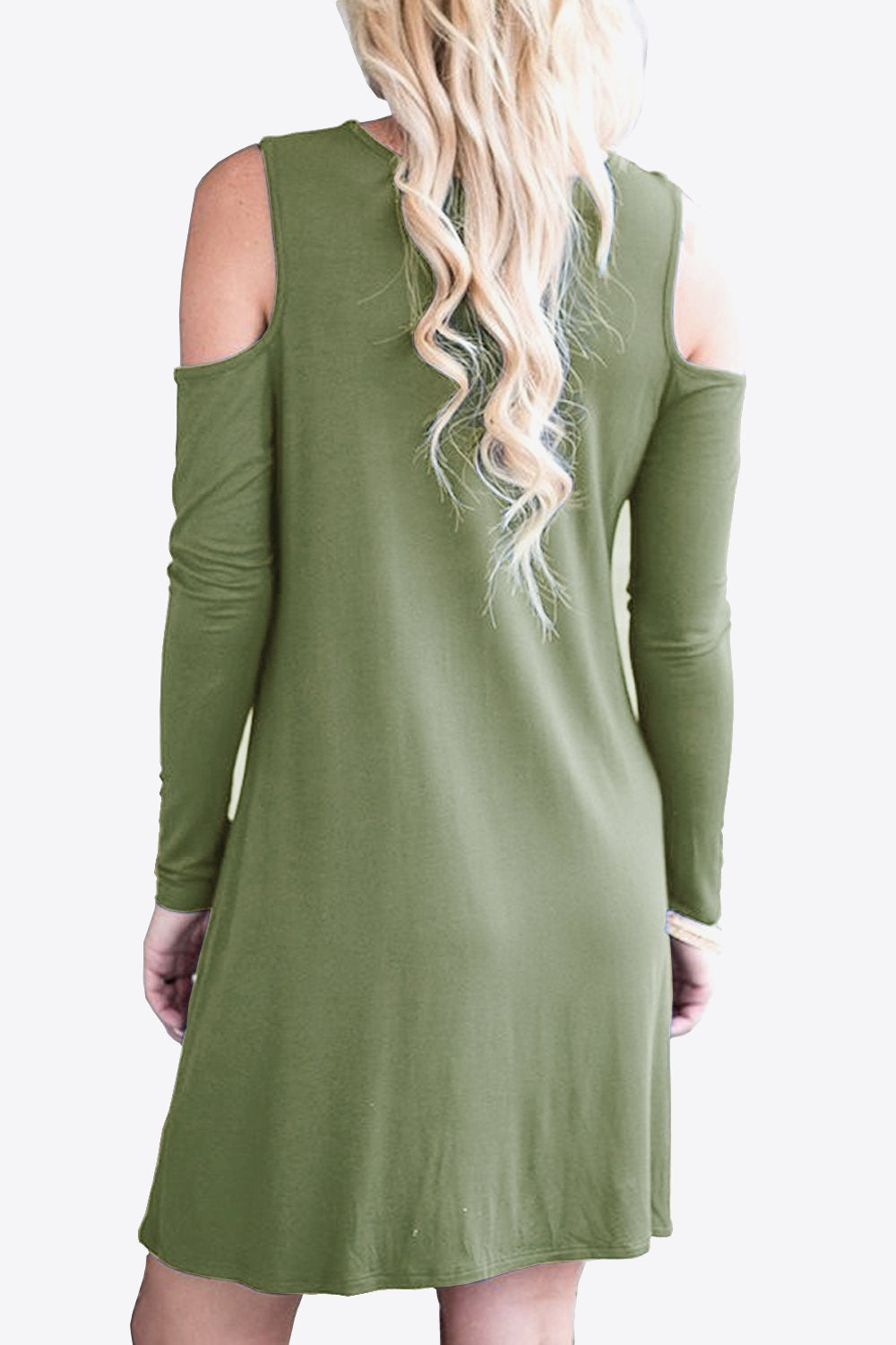 Cold-Shoulder Long Sleeve Round Neck Dress