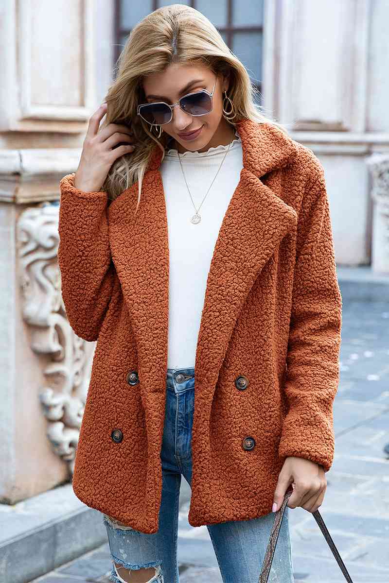 Full Size Lapel Collar Sherpa Coat