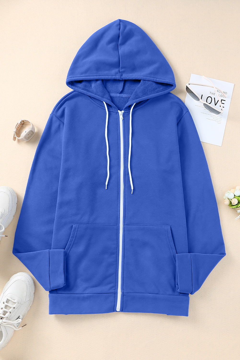 Zip Up Hooded Jacket with Pocket