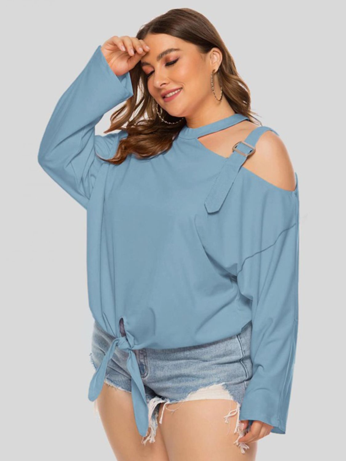 Cold-Shoulder Tied Top