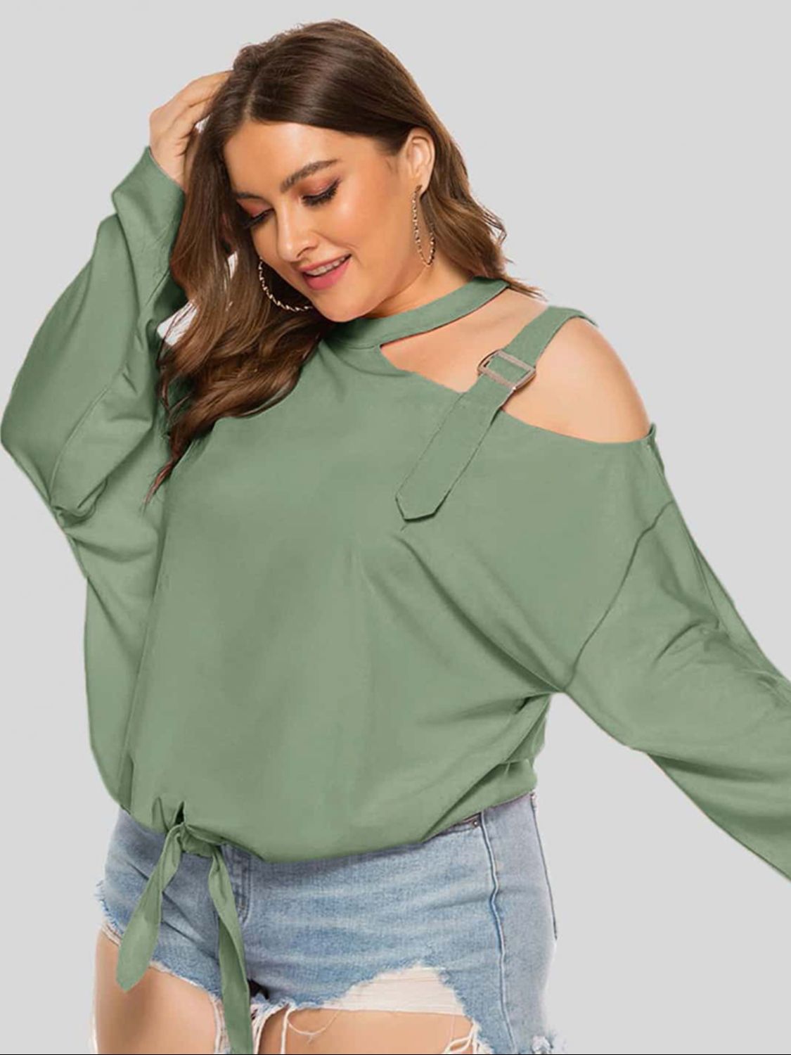 Cold-Shoulder Tied Top