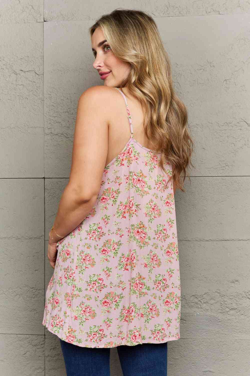 Ninexis Hang Loose Tulip Hem Cami Top in Mauve Floral