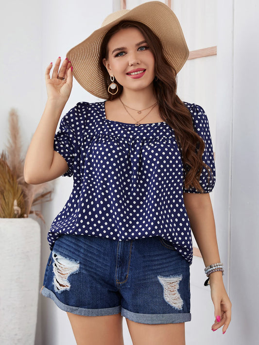 Polka Dot Square Neck Blouse