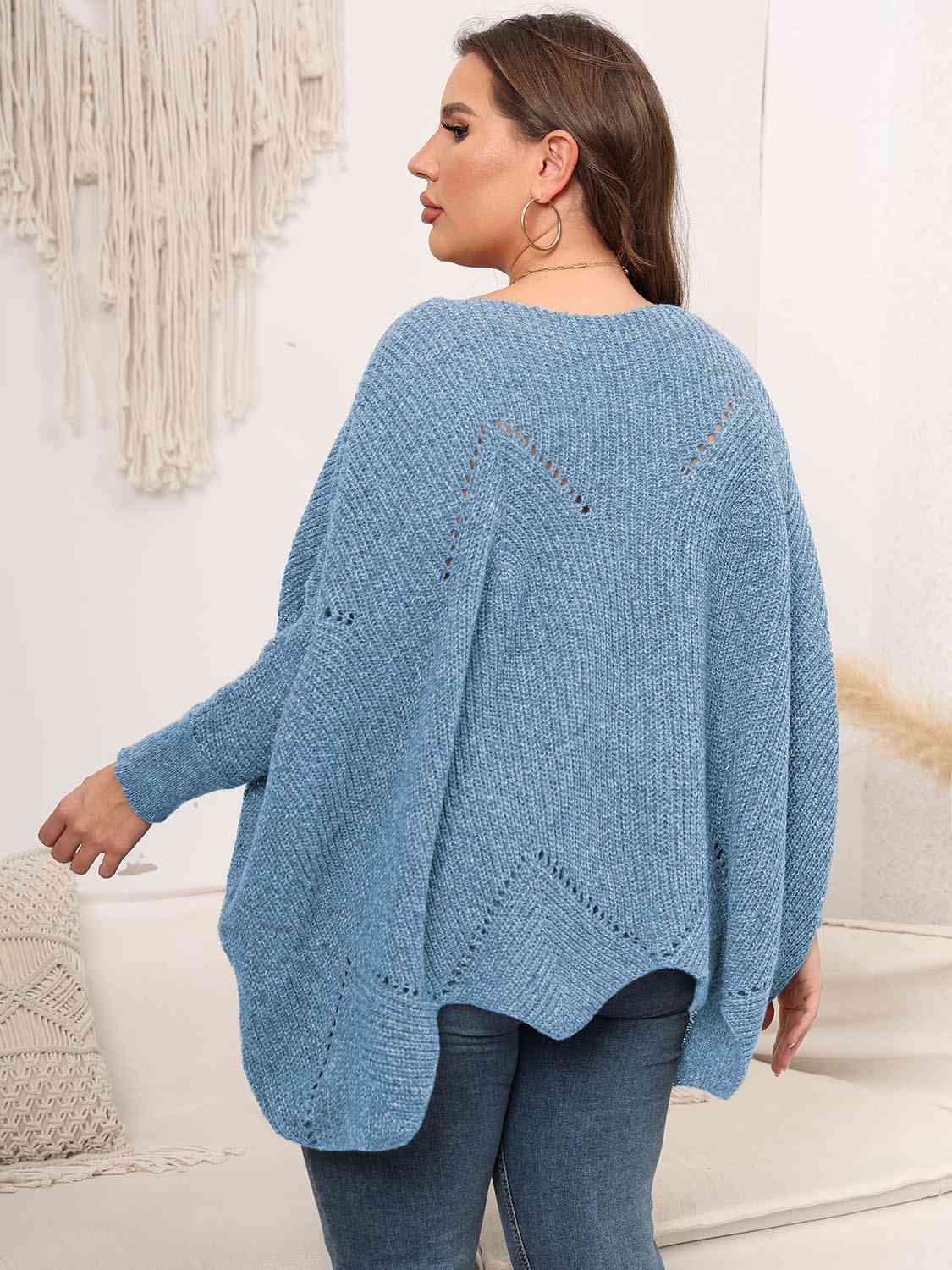 Round Neck Batwing Sleeve Sweater