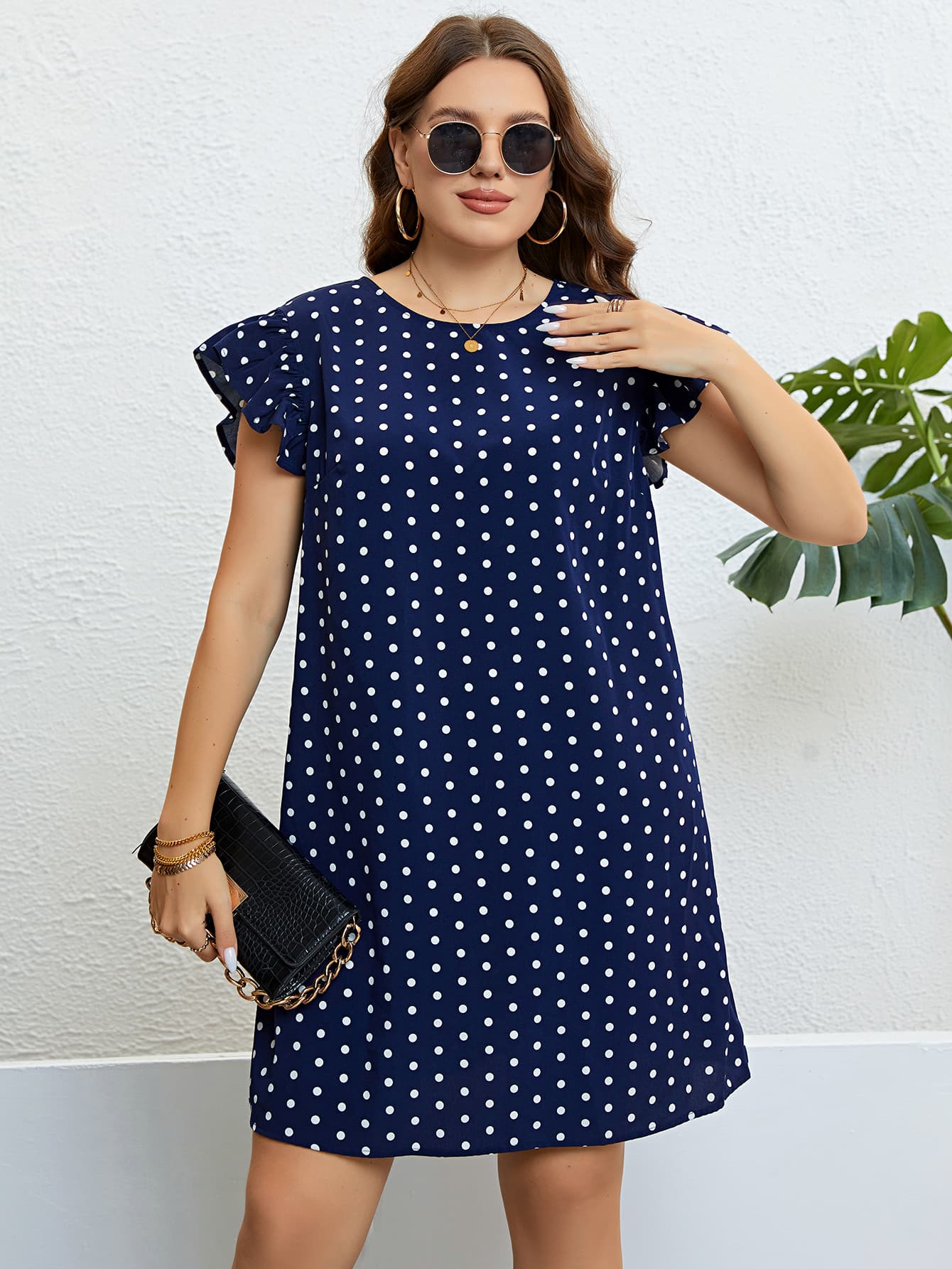 Polka Dot Round Neck Dress