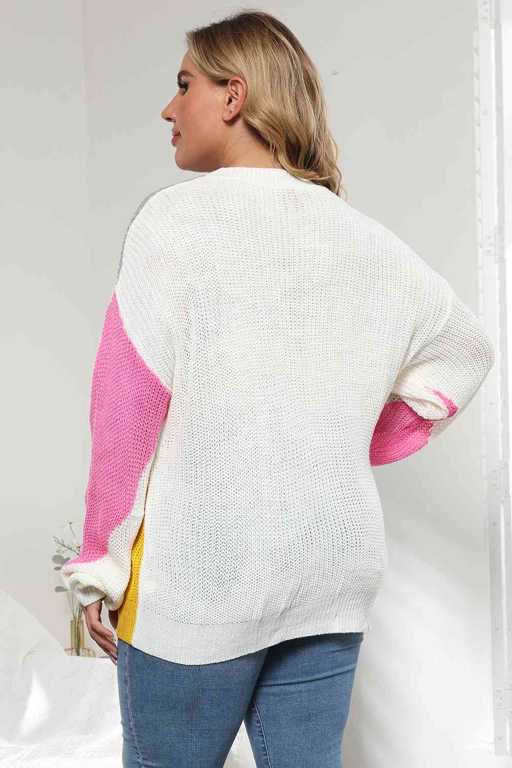 Color Block Round Neck Sweater