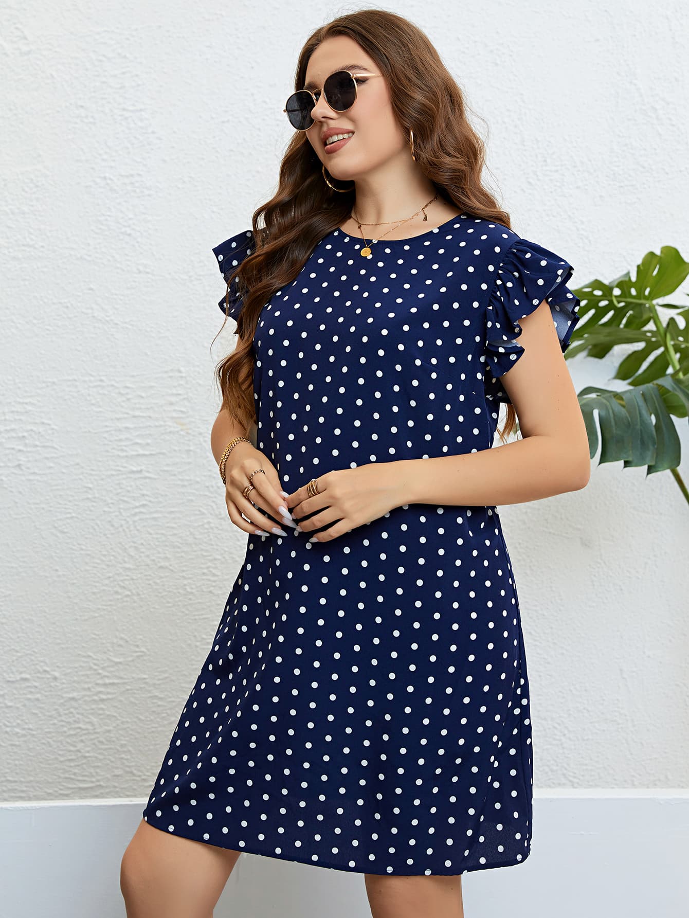 Polka Dot Round Neck Dress