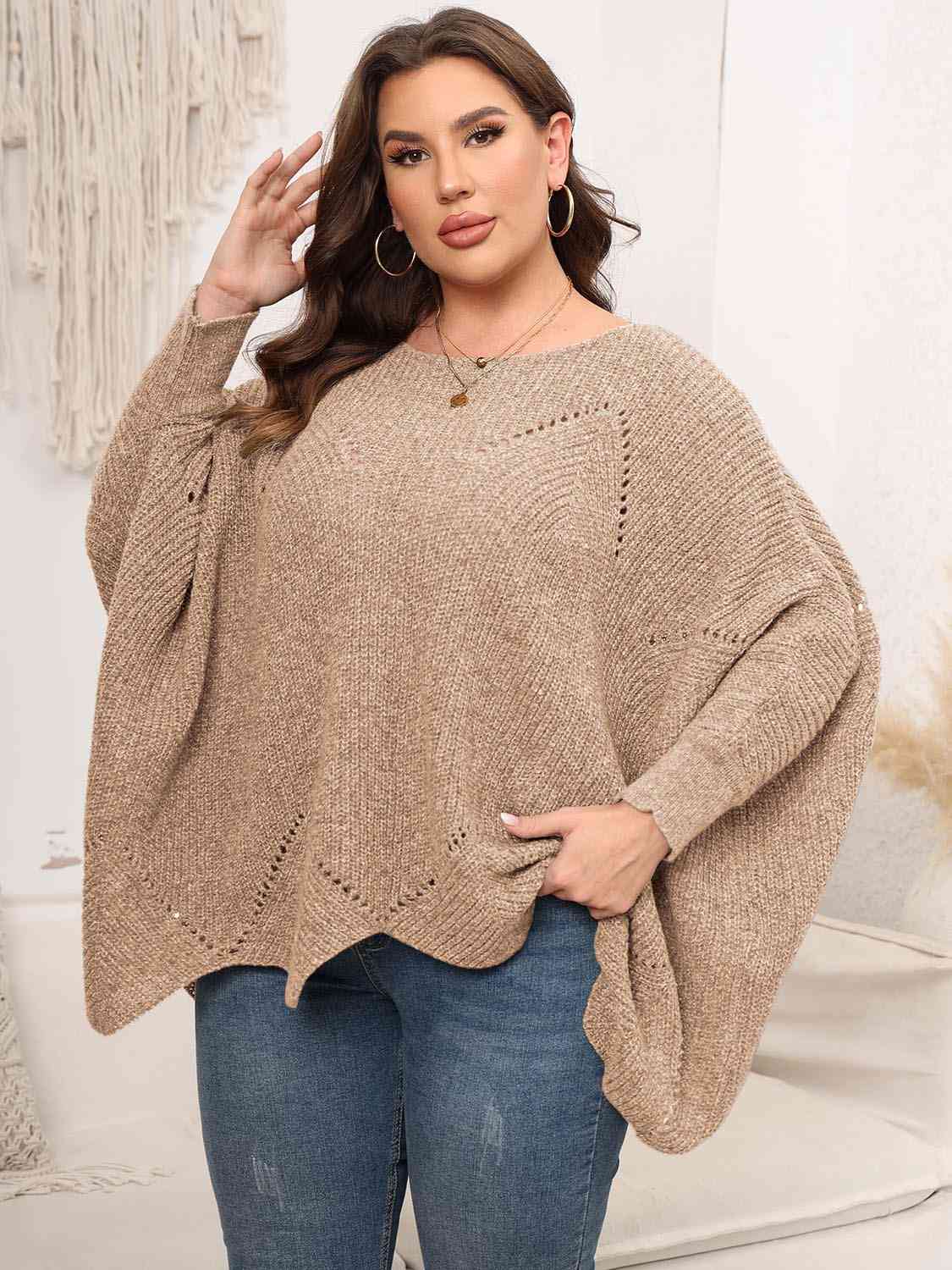 Round Neck Batwing Sleeve Sweater