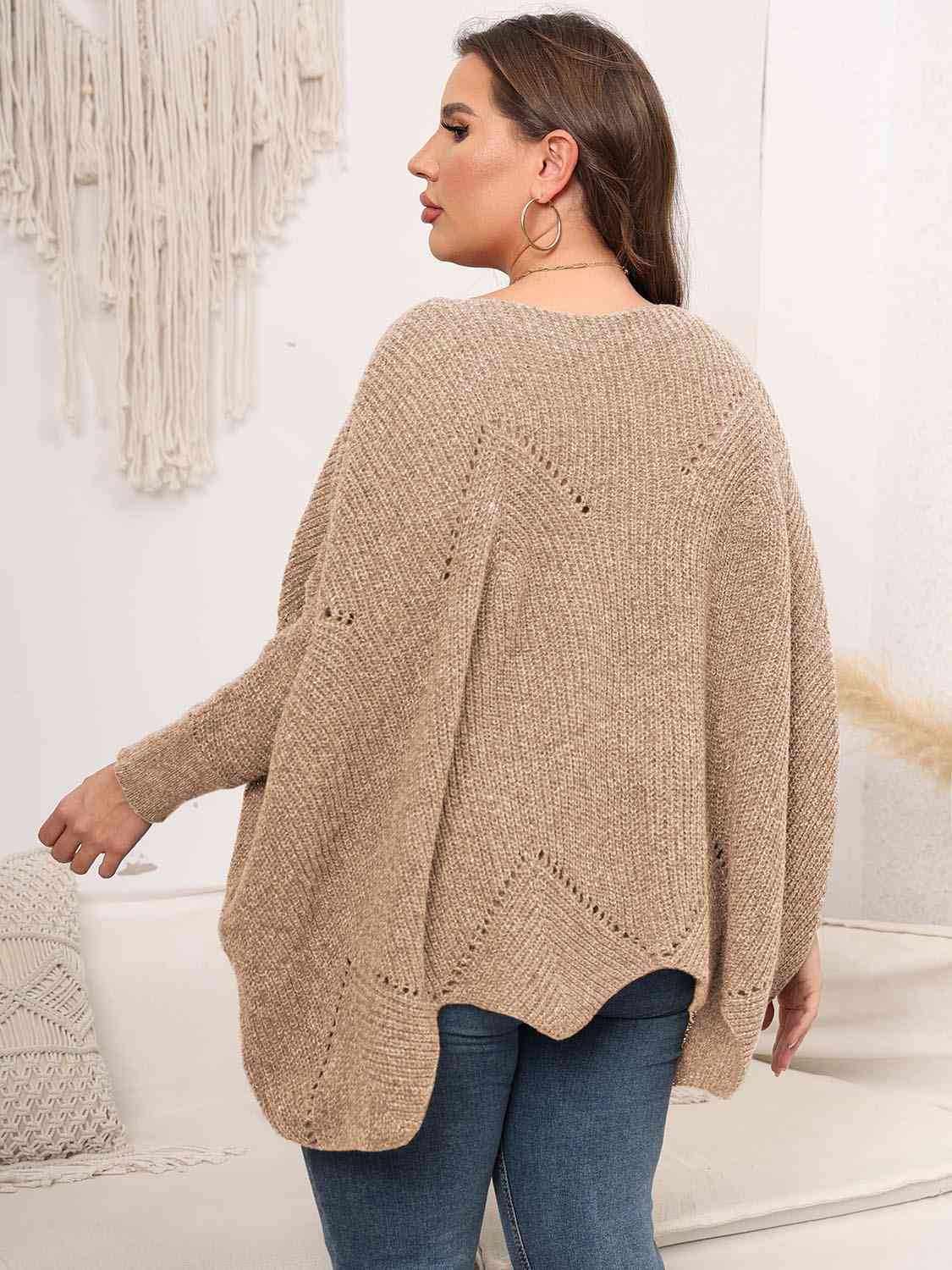 Round Neck Batwing Sleeve Sweater