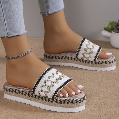 Geometric Weave Platform Sandals