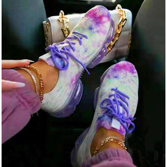 Purple tie dye sneakers