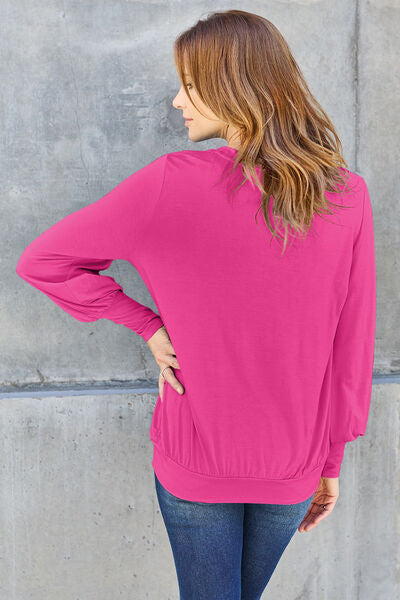 V-Neck Lantern Sleeve Blouse