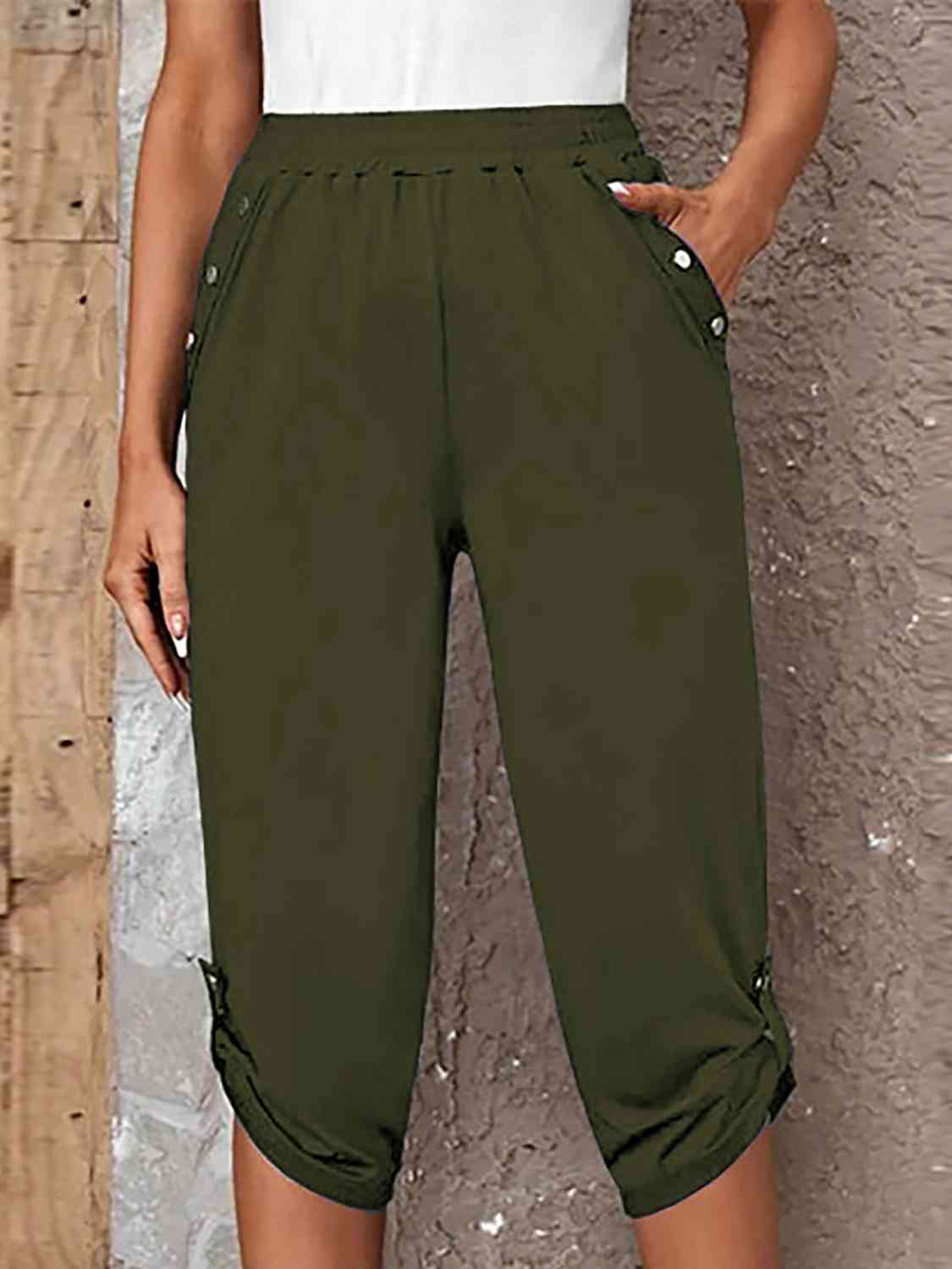 Roll-Tab Capris Pants