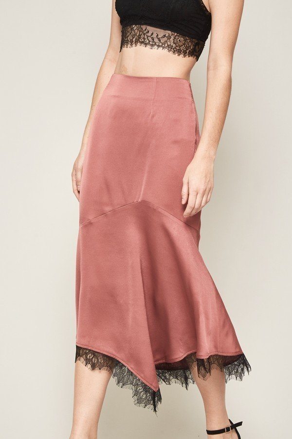 Woven Satin Midi Skirt