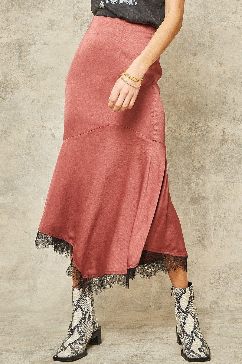 Woven Satin Midi Skirt