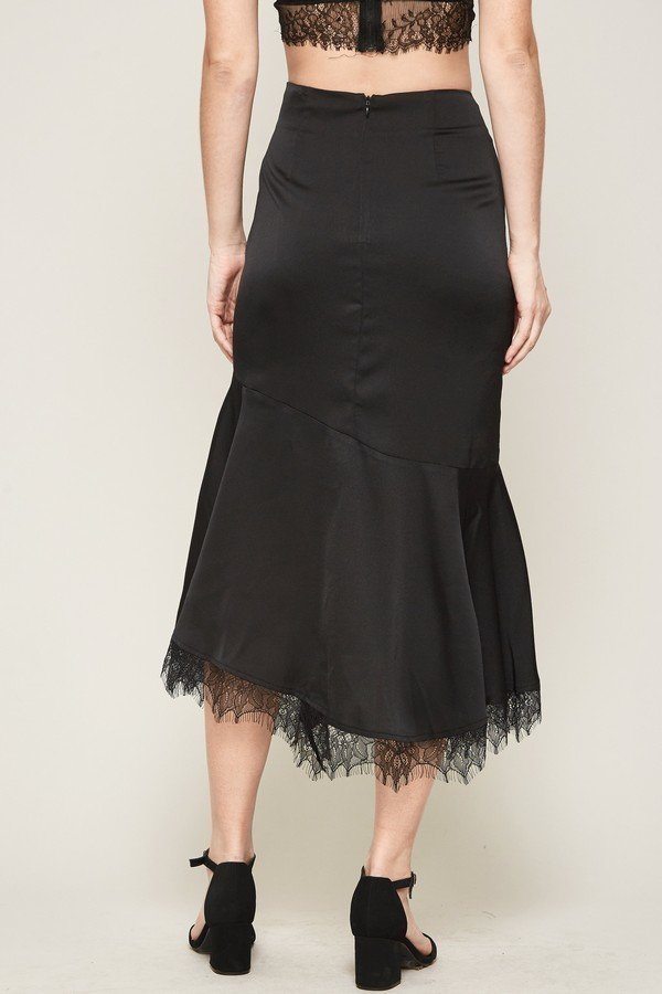 Woven Satin Midi Skirt