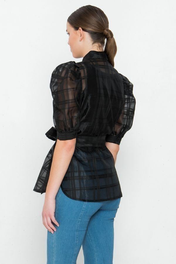 See-thru Organza Top with Wrap Belt