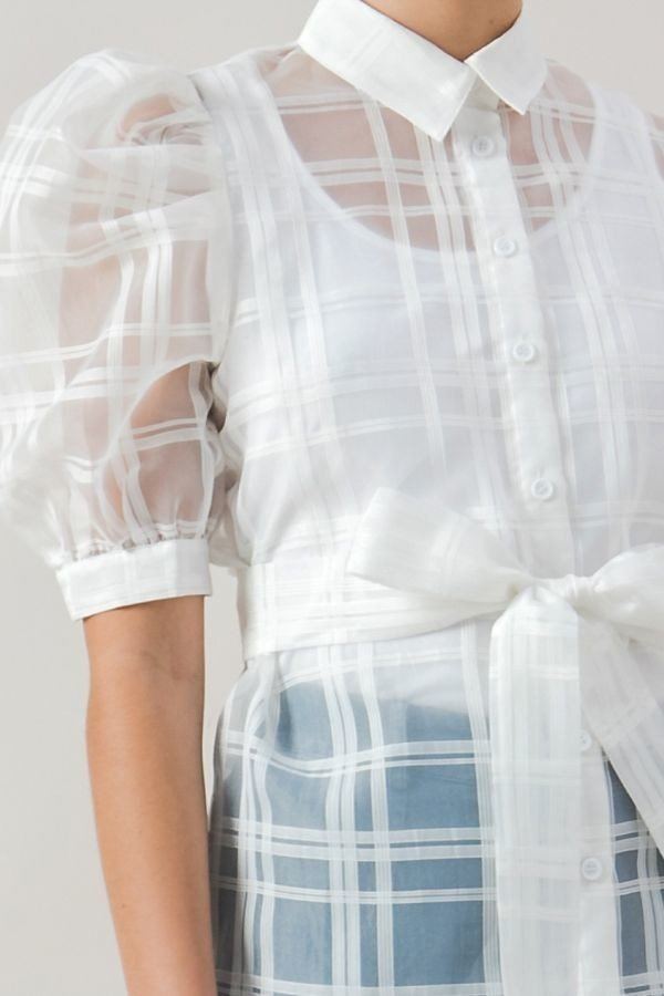 See-thru Organza Top with Wrap Belt