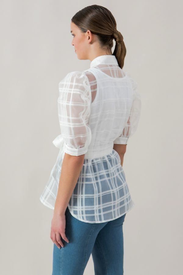 See-thru Organza Top with Wrap Belt