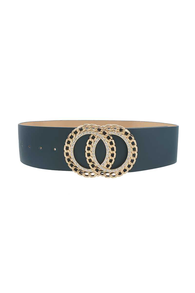 Double Circle Chain and Rhinestone Trim Design Belt