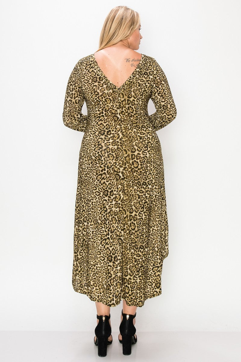 Cheetah Print Dress with Round Neck