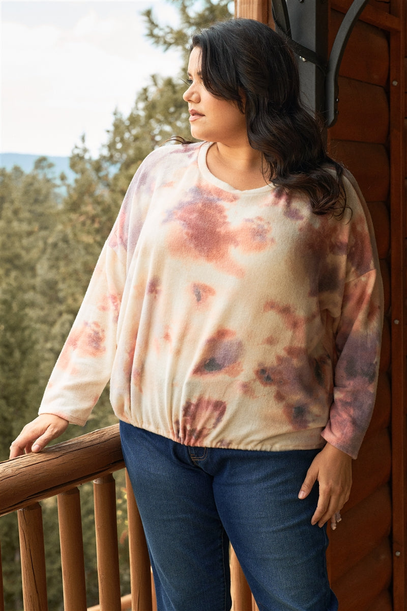 Tie-dye Long Sleeve Drawstring Detail Relaxed Sweatshirt