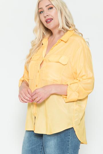 Chest Pocket Oversized Satin Shirt