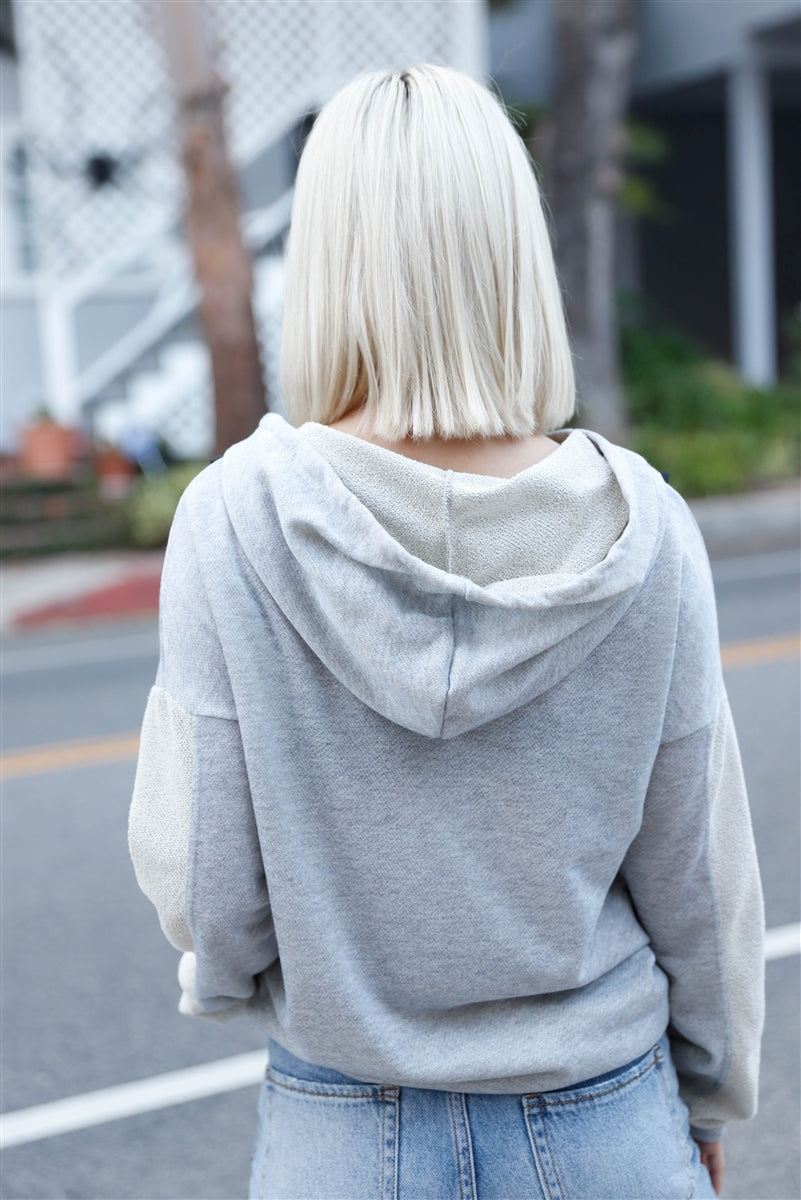 Belt and Reversed Details Zip-up Hooded Sweater