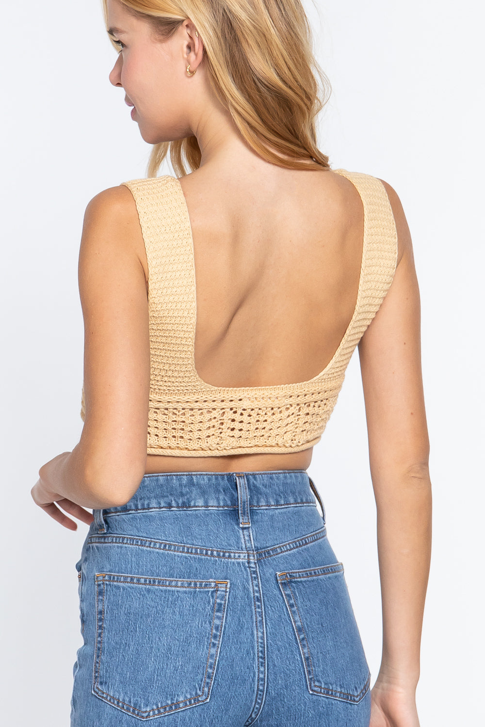 Textured Cropped Sweater Tank Top