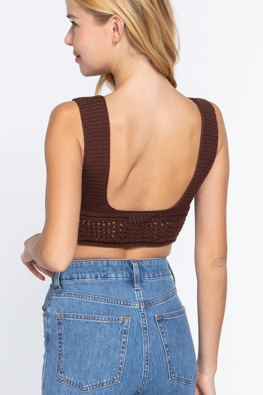 Textured Cropped Sweater Tank Top