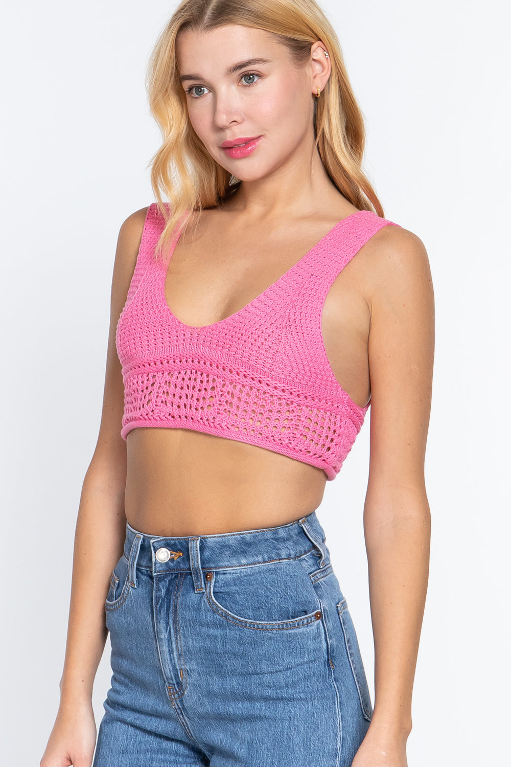 Textured Cropped Sweater Tank Top