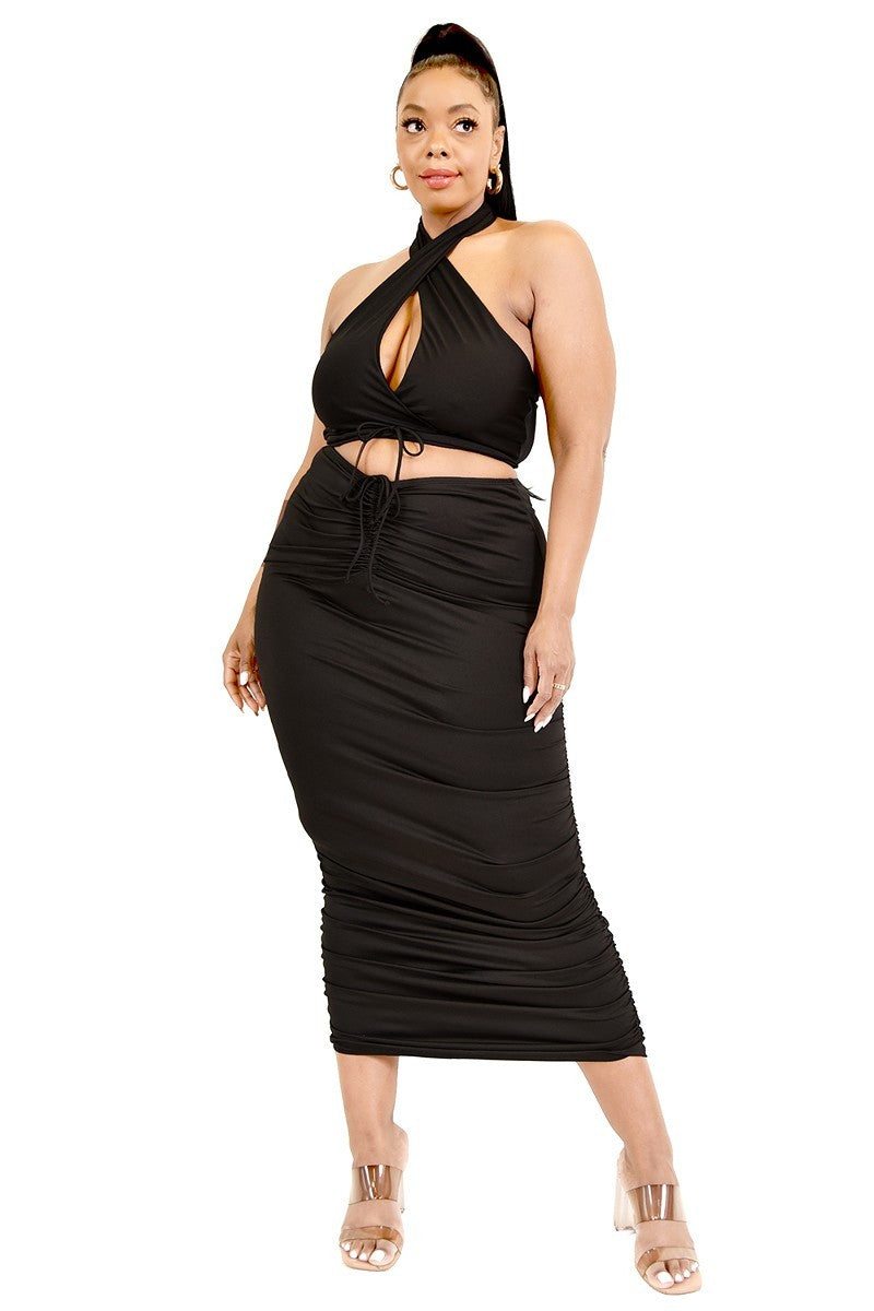 Two-Piece Halter Top and Skirt Set