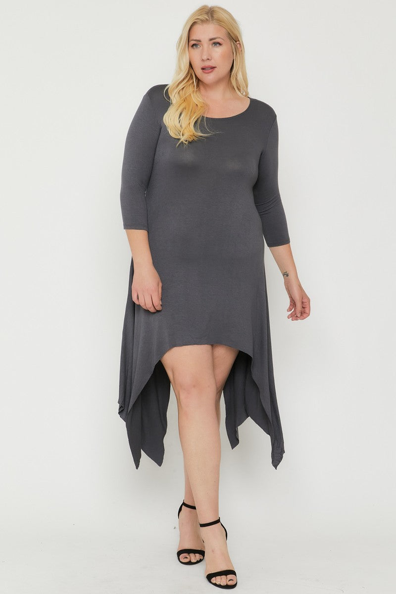 Asymmetrical Raw Edge Hem Dress