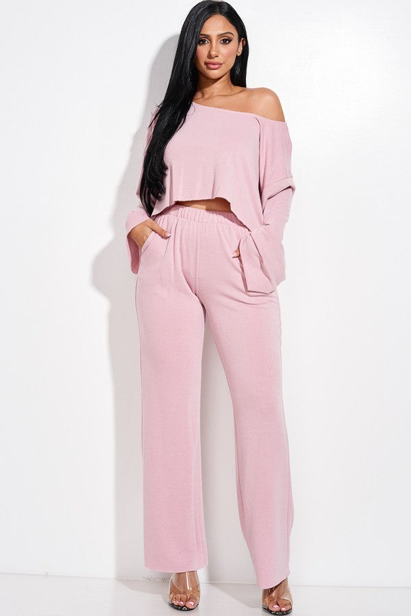 French Terry Long Sleeve Slouchy Top and Pants Set