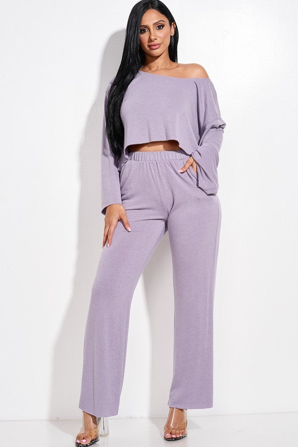 French Terry Long Sleeve Slouchy Top and Pants Set