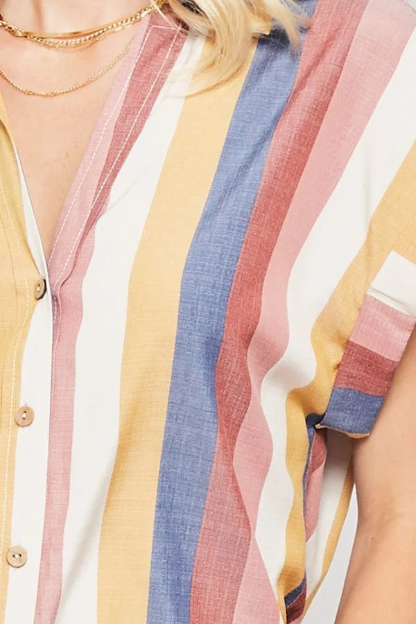 Multicolor Striped Shirt with Square Sleeves