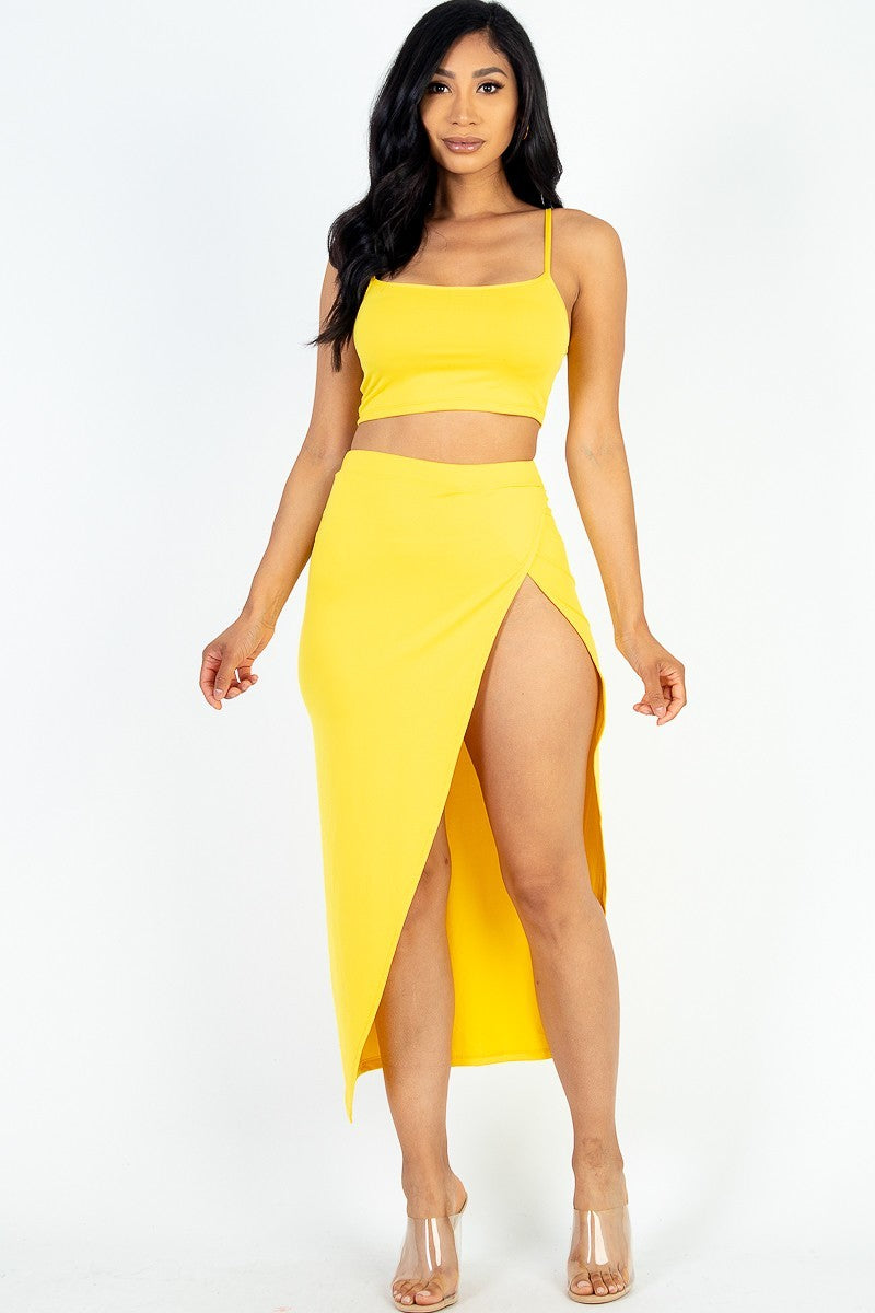 Cropped Cami & Split Thigh Maxi Skirt Set