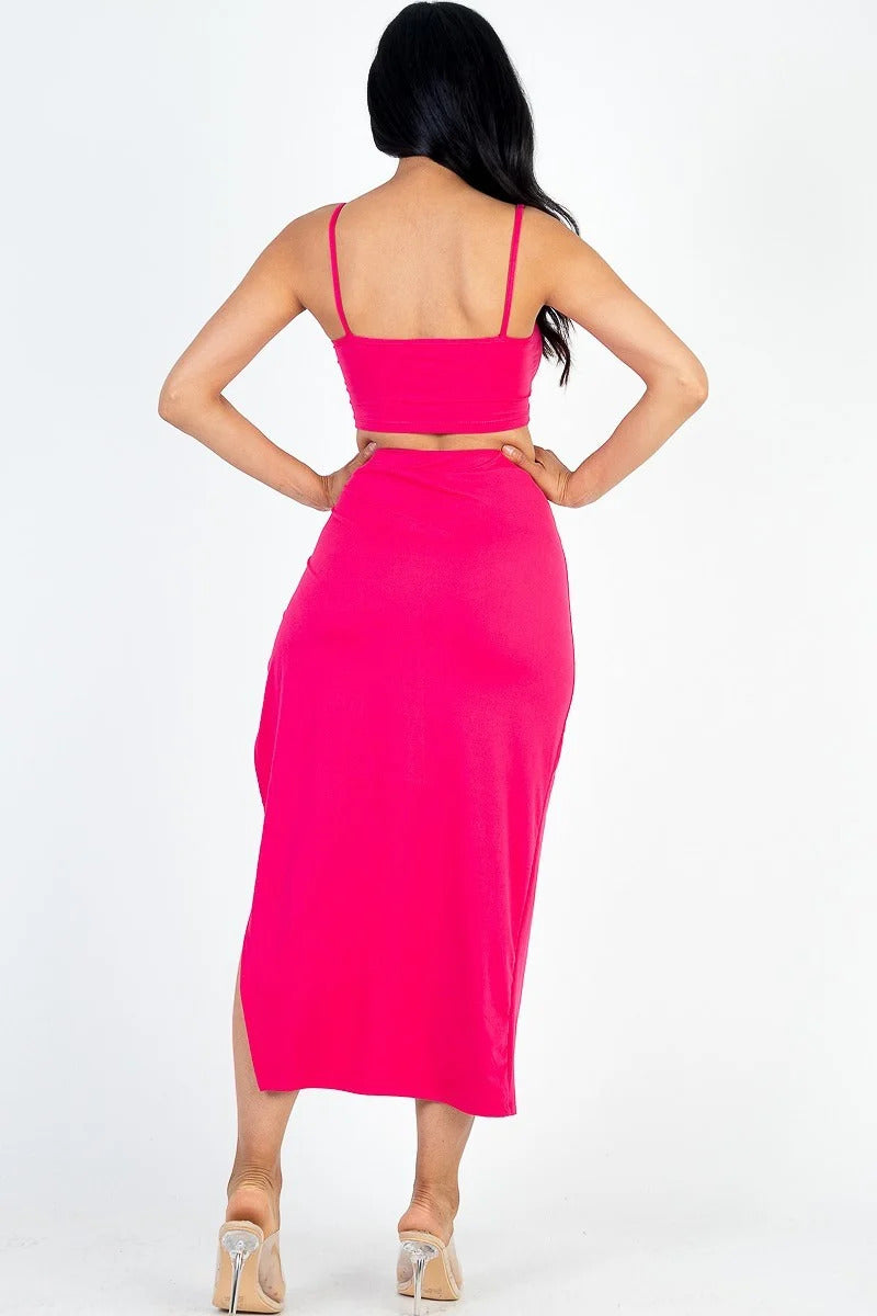 Cropped Cami & Split Thigh Maxi Skirt Set