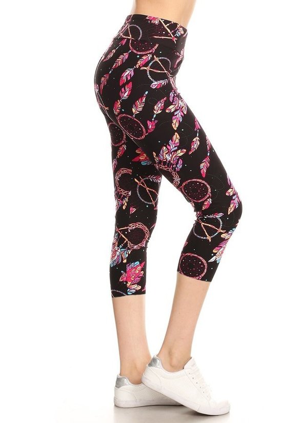 Dreamcatchers Printed Knit Capri Legging with High Waist.