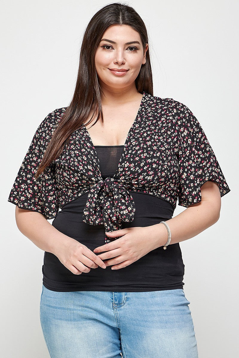 Floral Print Cropped Bolero Cardigan