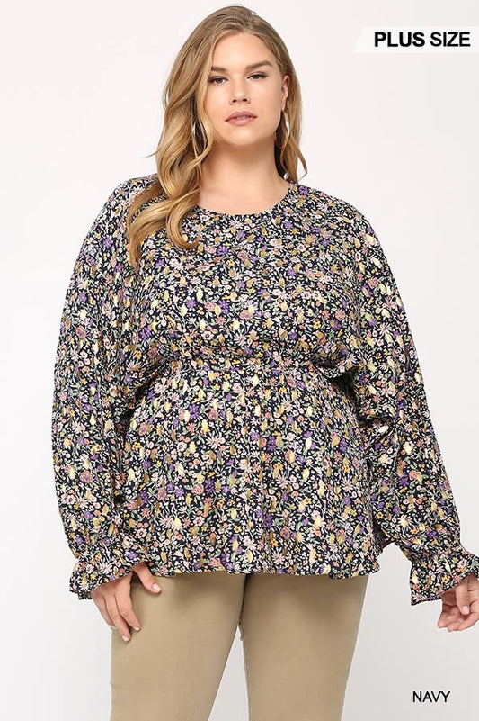 Floral And Gold Foil Woven Top