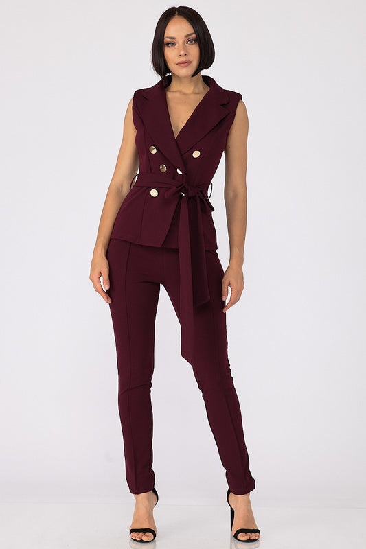 Sleeveless Blazer and Pants Set