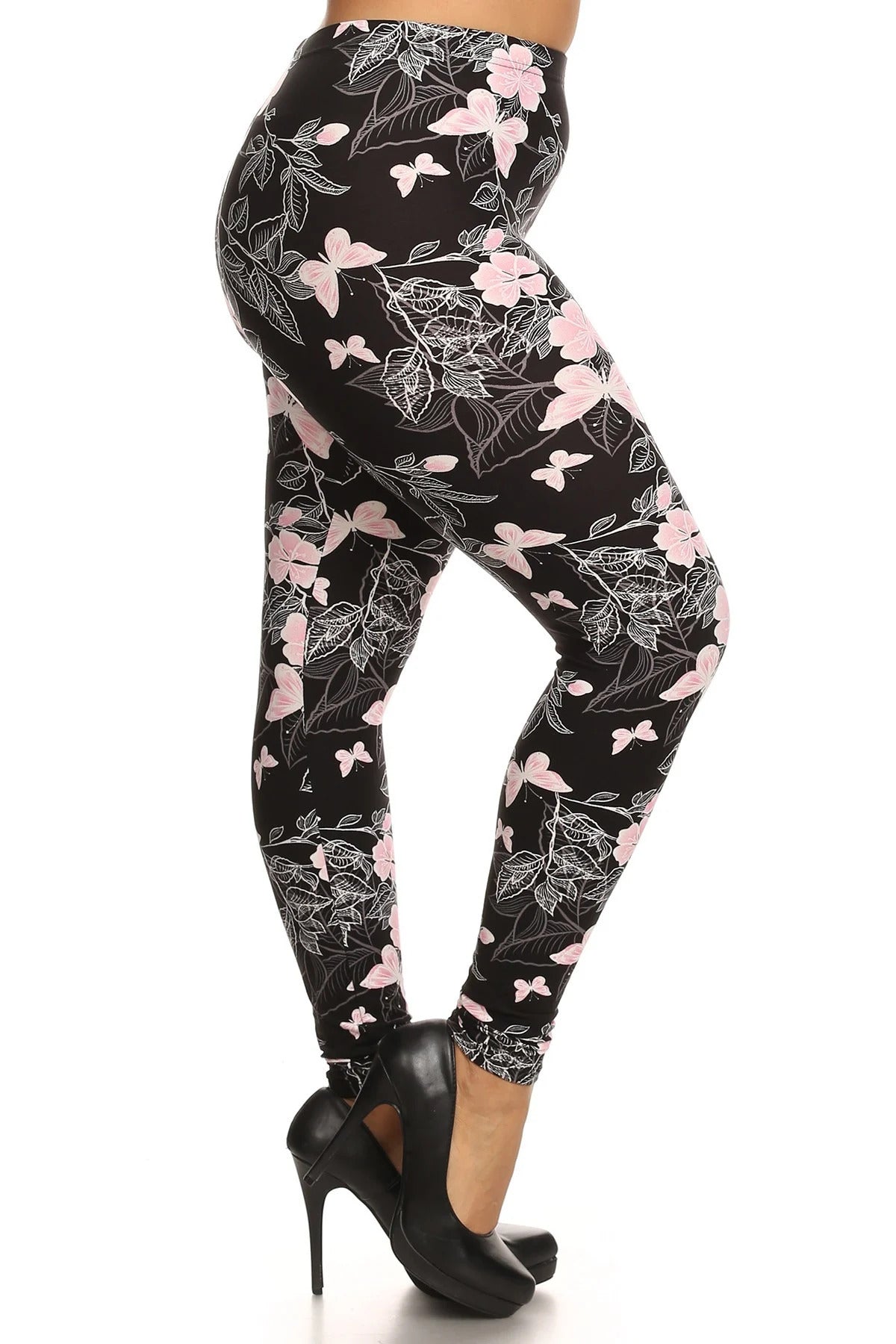 Butterfly Graphic Printed Knit Legging with Elastic Waist Detail