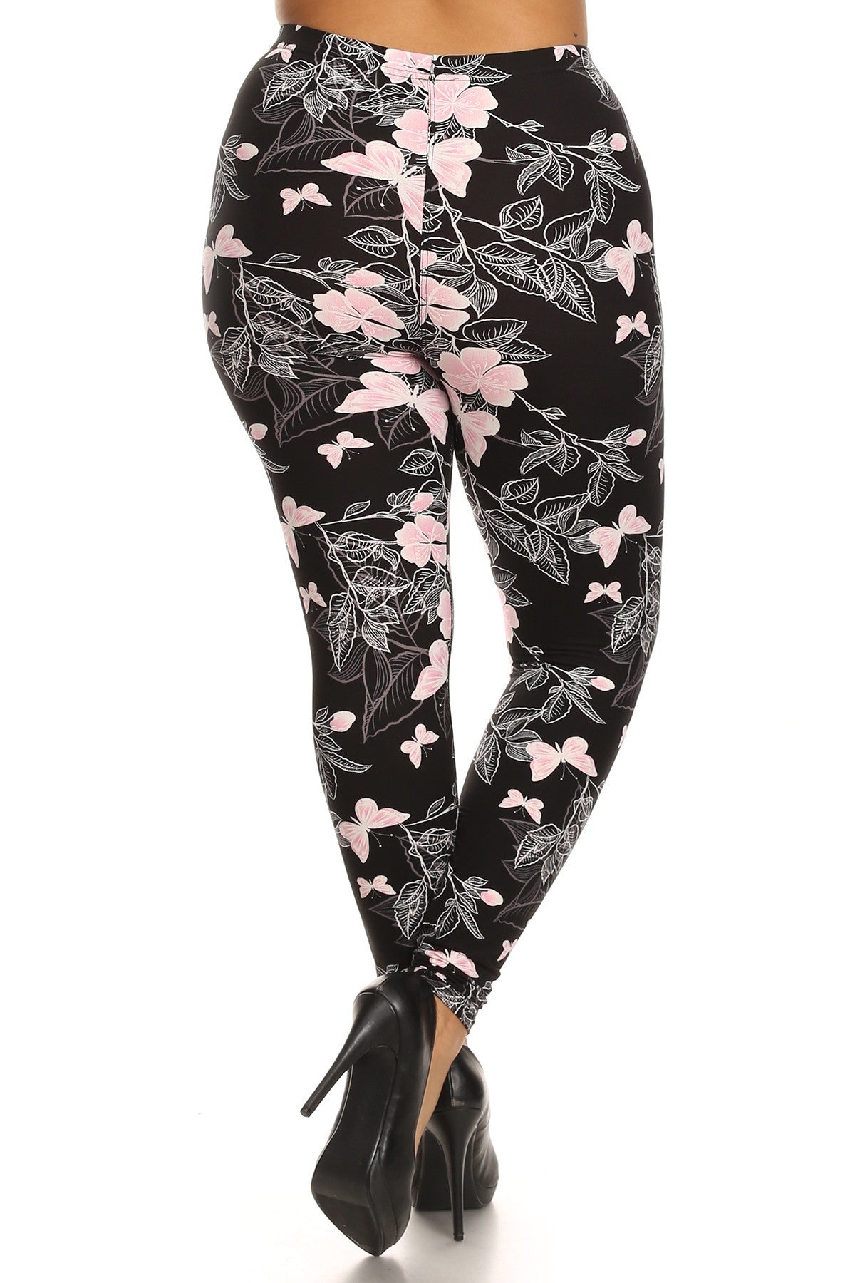 Butterfly Graphic Printed Knit Legging with Elastic Waist Detail