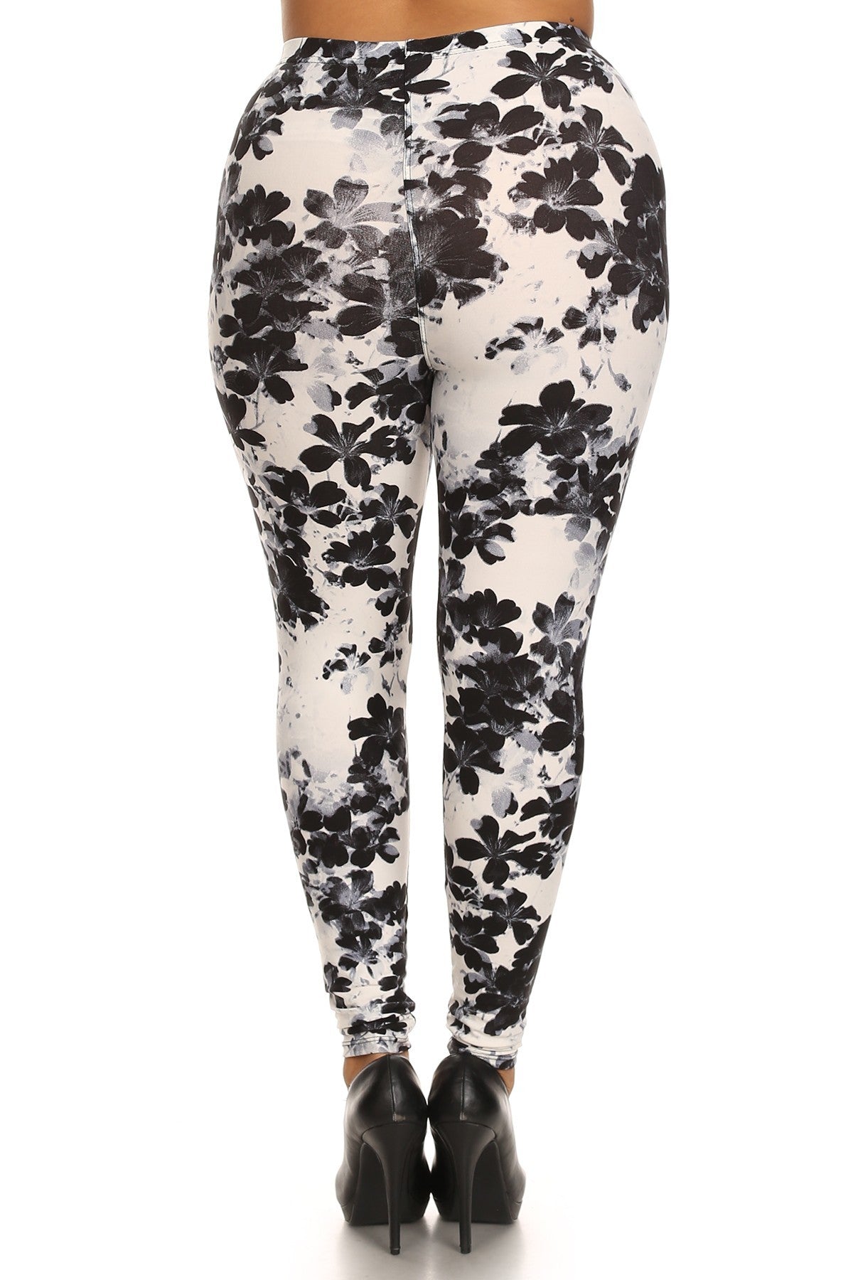 Floral Graphic Printed Knit Legging with Elastic Waist Detail