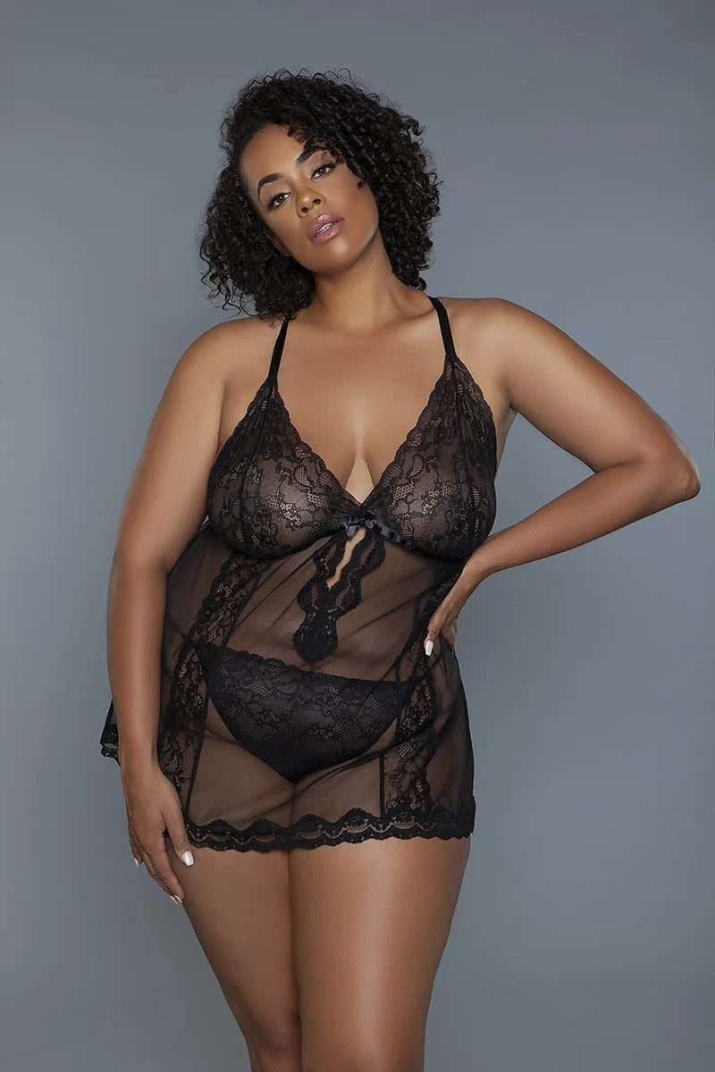 Melissa's Sheer Mesh and Lace Babydoll