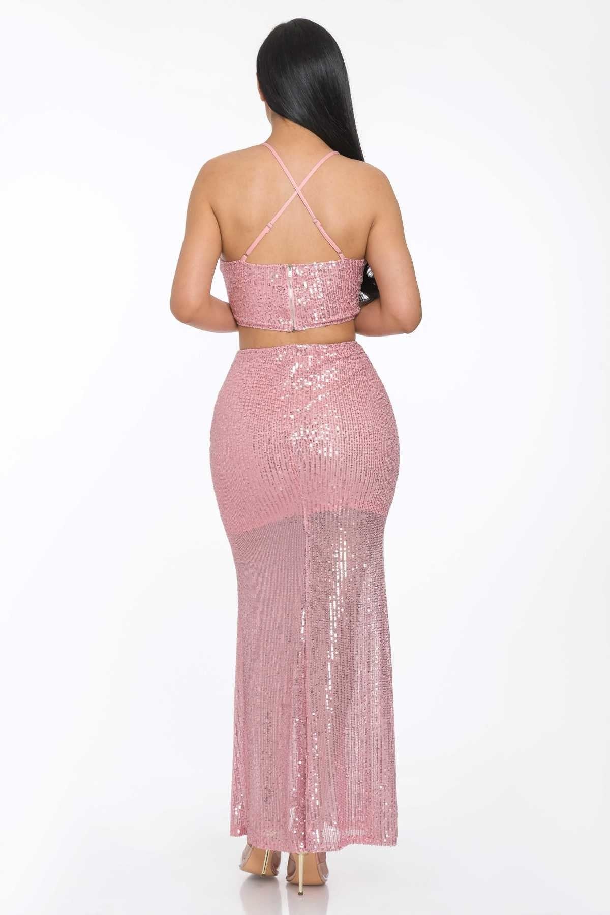 Sexy Back Sequin Maxi Dress