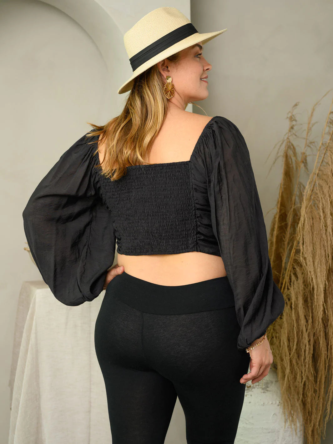 Balloon Sleeve Crop Top