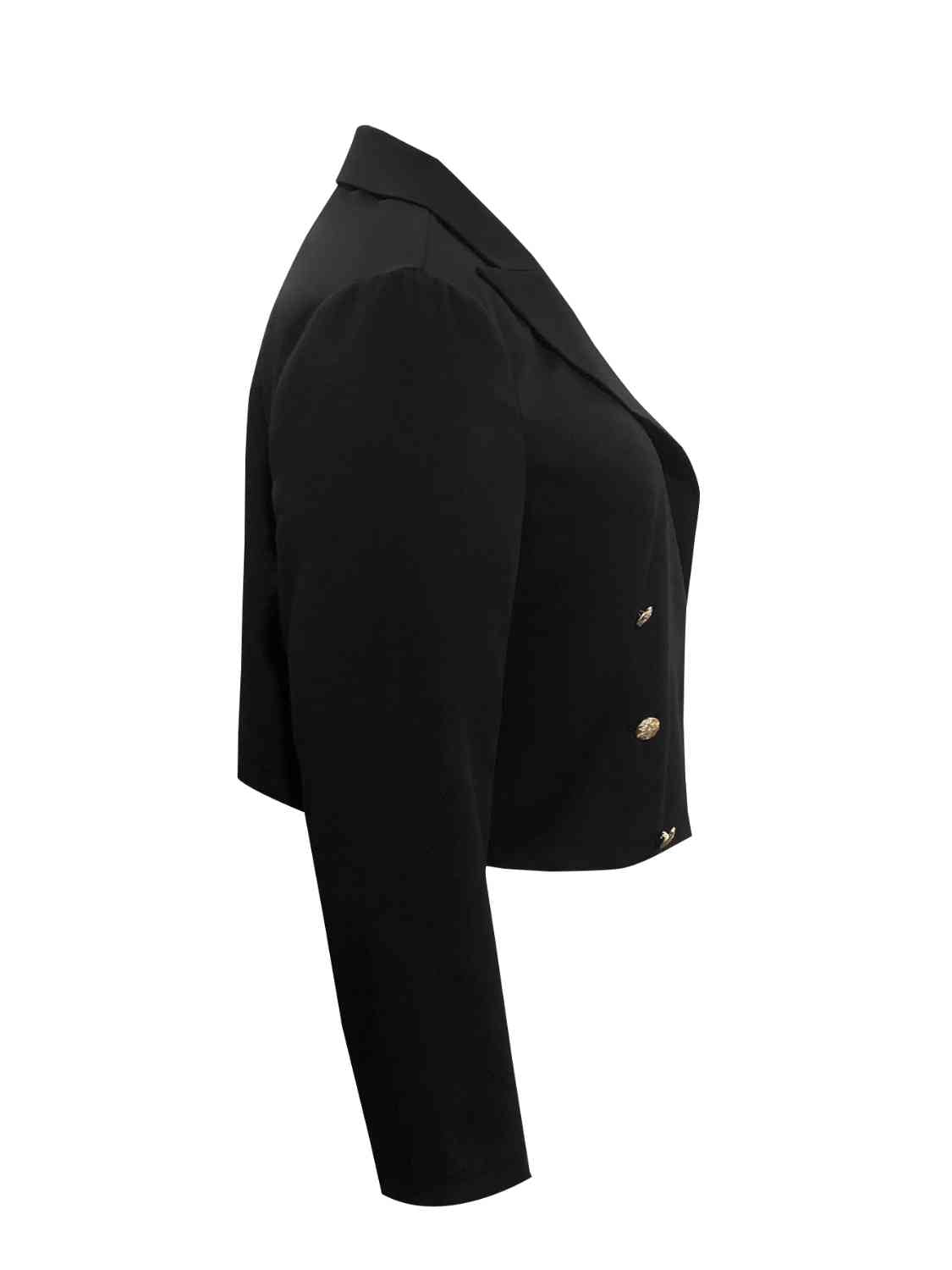 Buttoned Lapel Collar Long Sleeve Blazer