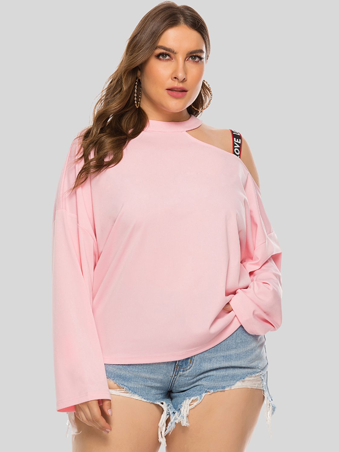 Cold-Shoulder Round Neck Blouse